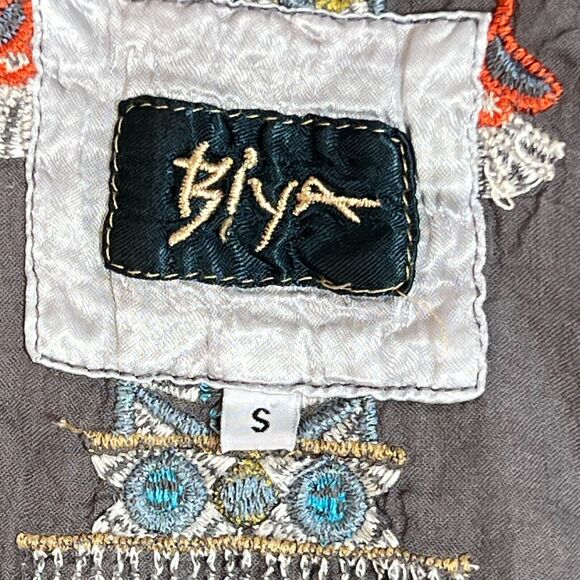 Johnny Was Biya Dress Womens Small Gray Mini Belted Peasant Hippie Embroidered - Picture 4 of 10